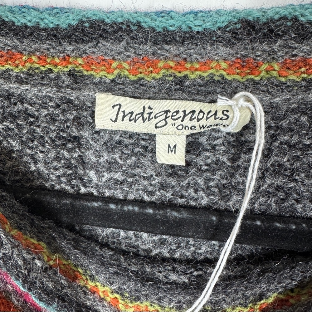 Indigenous One World 100% Alpaca Grey Handmade  Sweater Tunic Top Size M - Picture 7 of 12